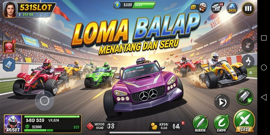 Tampilan gameplay seru dalam balapan yang menantang di 531SLOT.