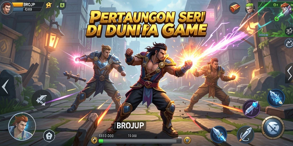 Tampilan seru gameplay Fighting BROJP dengan pertarungan yang mendebarkan.
