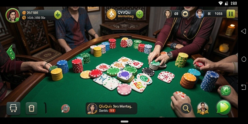 Tangkapan layar gameplay QiuQiu yang mendebarkan di DV188.