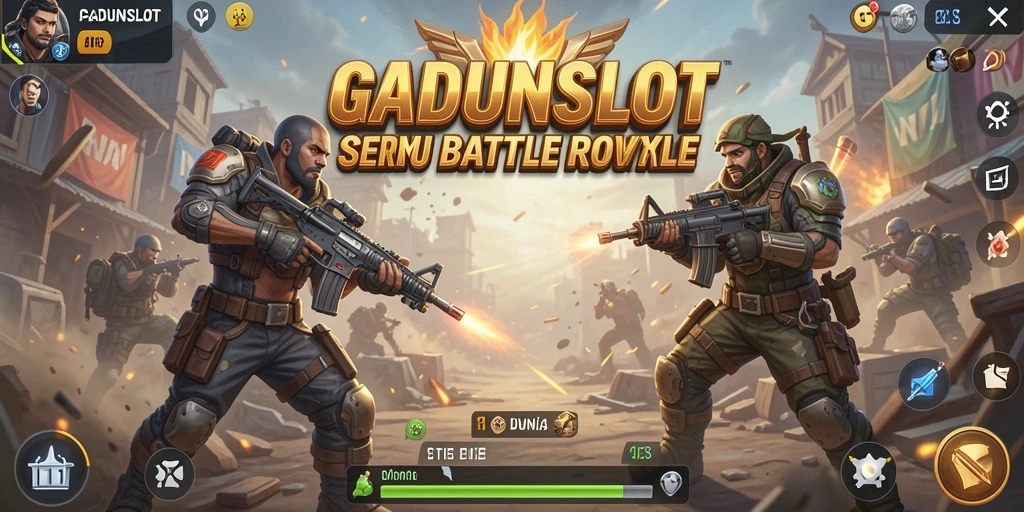 Tampilan gameplay GADUNSLOT yang mendebarkan di arena Battle Royale.