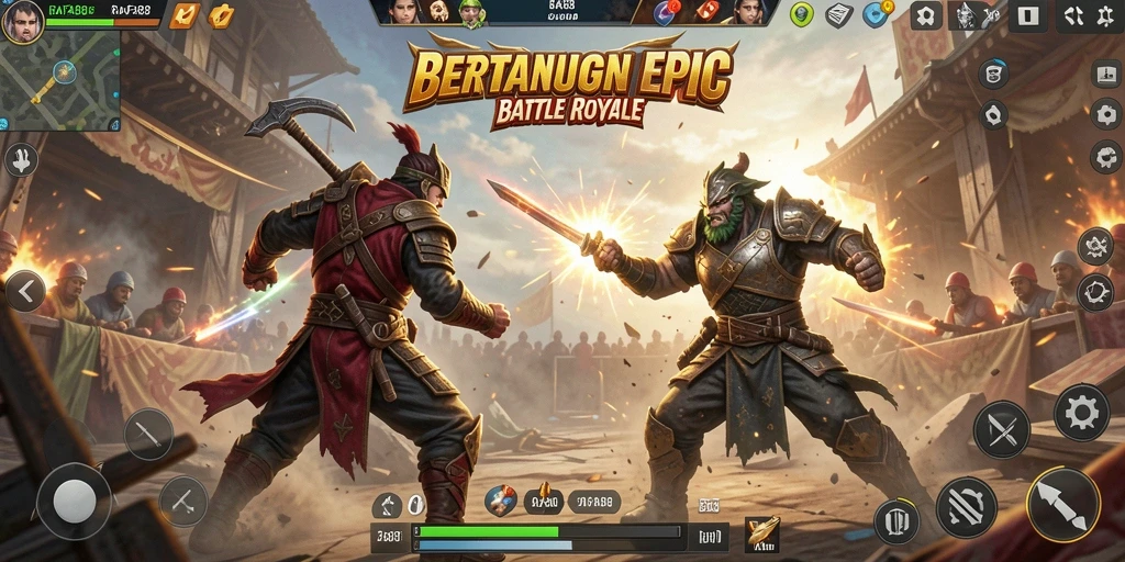 Tangkapan layar utama RAFA88 menampilkan aksi intens dalam pertarungan Battle Royale.