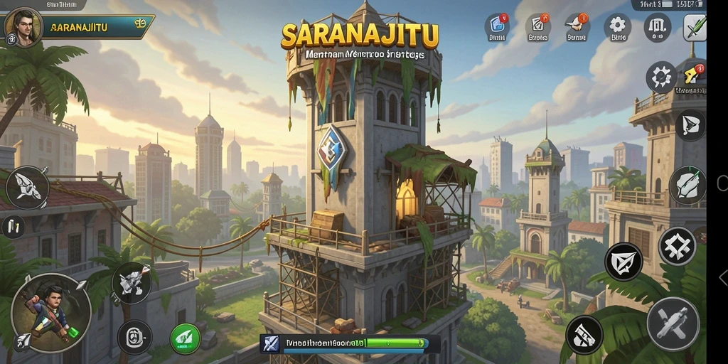 Tampilan gameplay Tower Defense yang seru dan strategis di SARANAJITU.