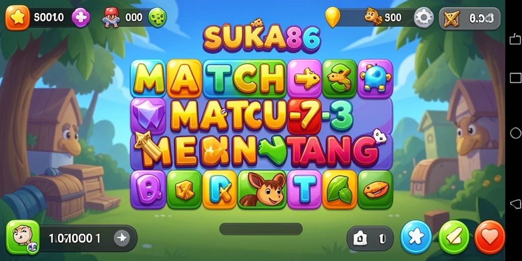Tampilan menarik permainan Match-3 SUKA86 dengan level yang menantang.