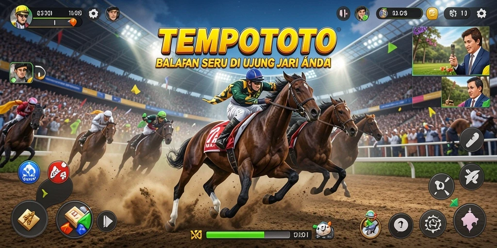 Screenshot gameplay TEMPOTOTO dengan aksi balapan yang mendebarkan.