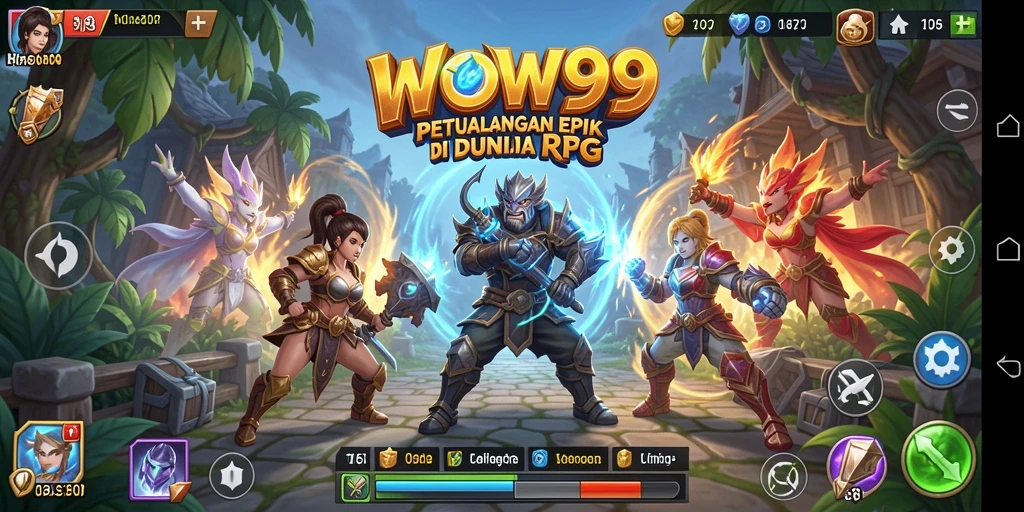 Tampilan dalam game WOW99 dengan pertarungan RPG yang menegangkan.