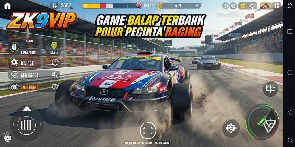 Tampilan gameplay mendebarkan dari ZK9VIP saat balapan.